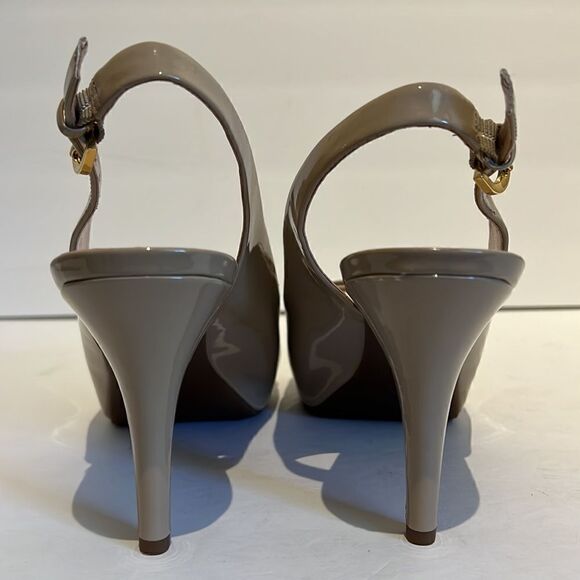Franco Sarto Nude Patent Peep Toe‎ Platform Slingback Shoes Size 8.5 NWOT - Picture 5 of 16